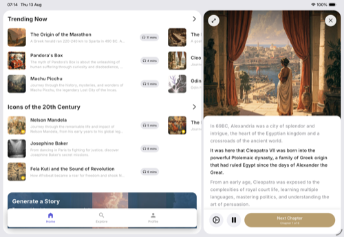 Story player on iPad in landscape
